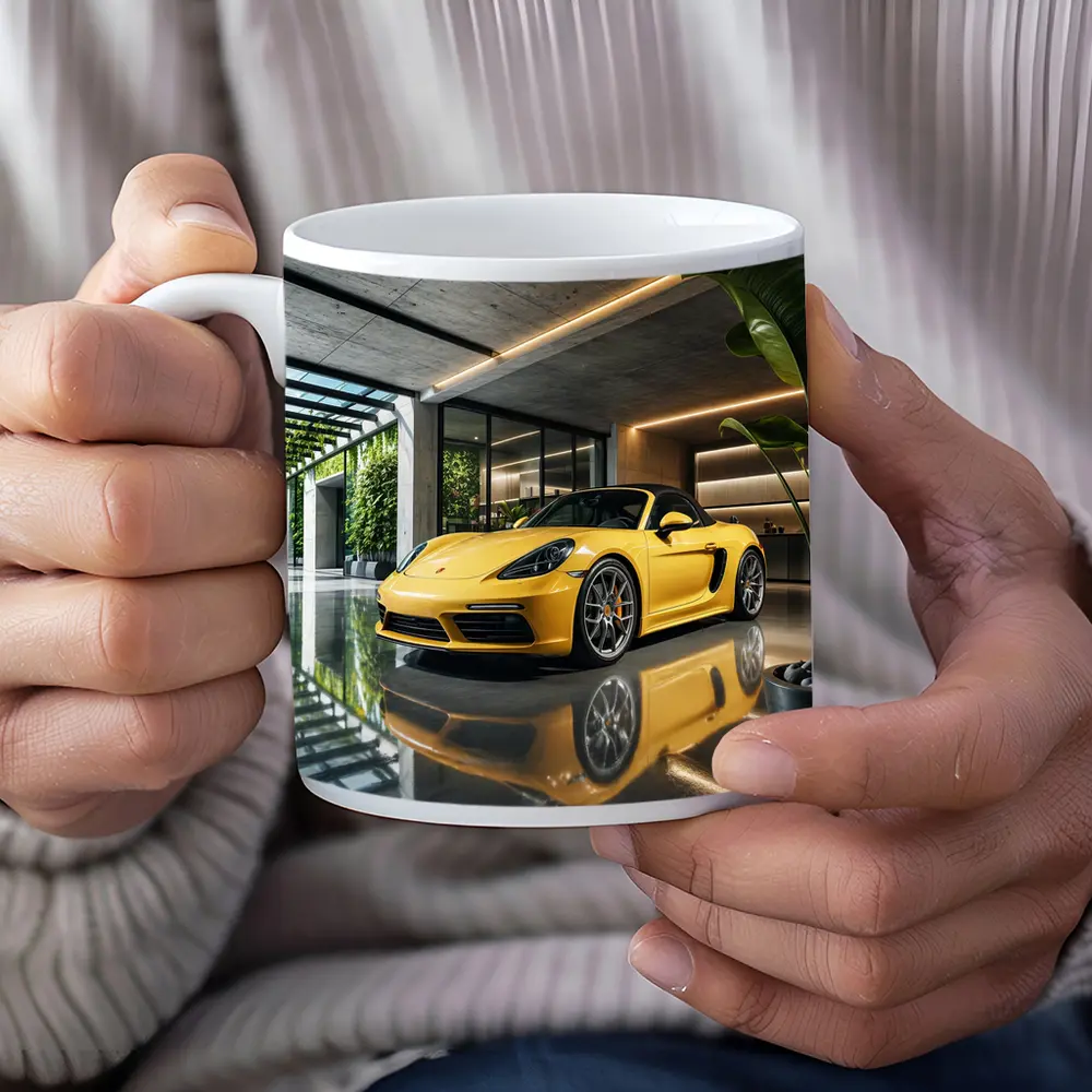 Porsche 718 Boxster Yellow Modern Garage – Mugs