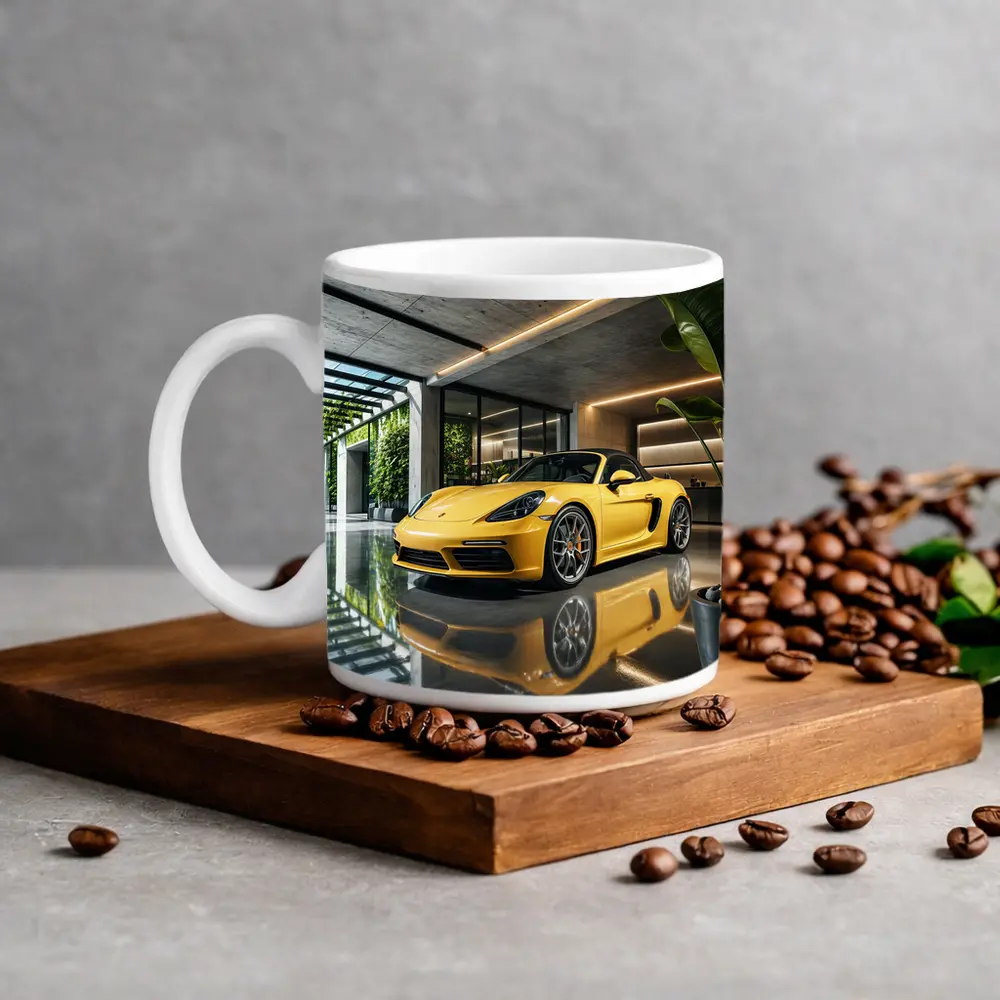 Porsche 718 Boxster Yellow Modern Garage – Mugs