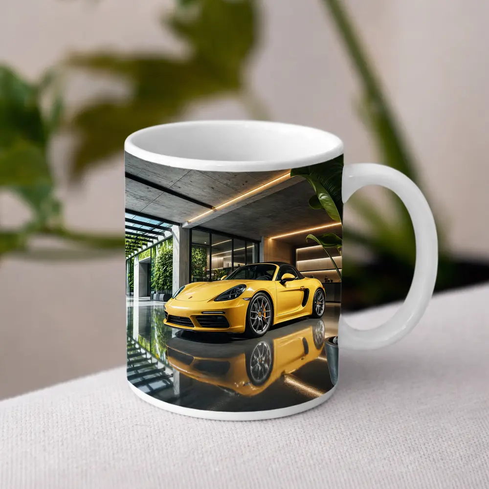 Porsche 718 Boxster Yellow Modern Garage – Mugs