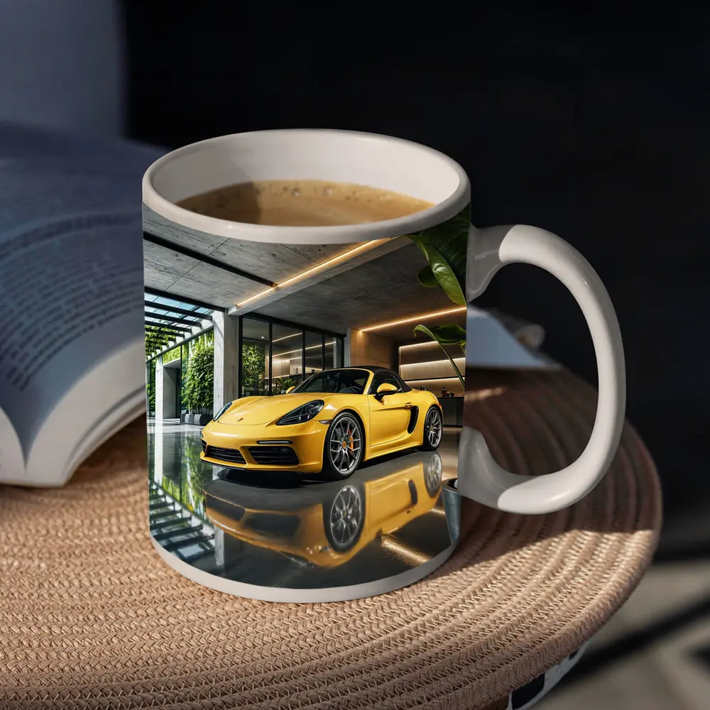 Porsche 718 Boxster Yellow Modern Garage – Mugs