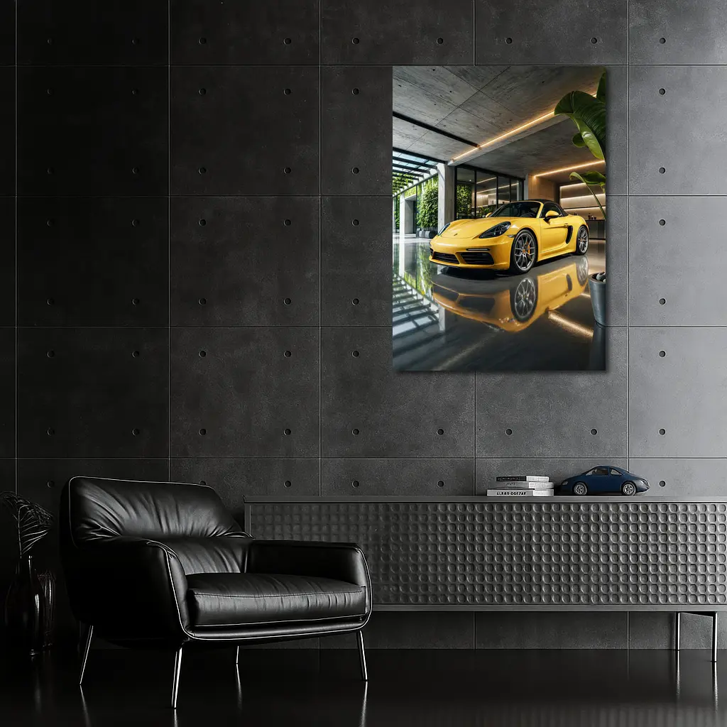 Porsche 718 Boxster Yellow Modern Garage – Wall Art