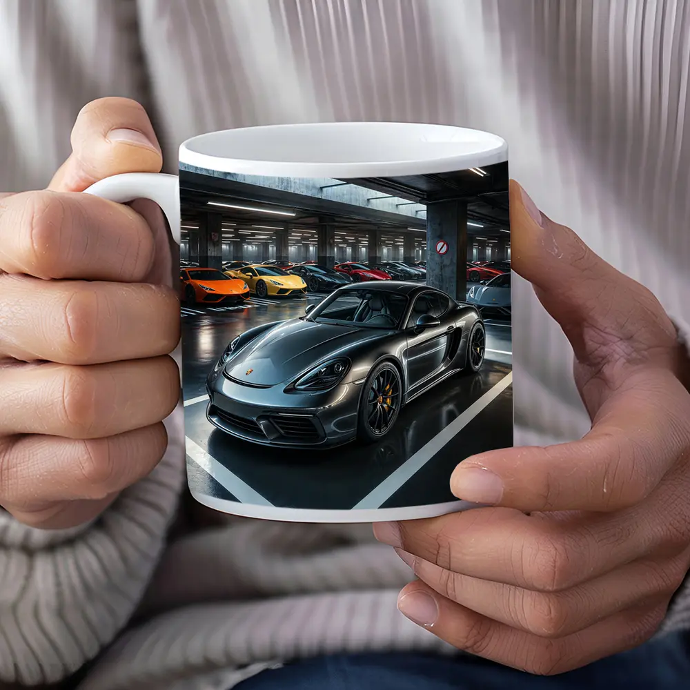 Porsche Cayman GT4 Dark Underground Parking Garage – Mugs