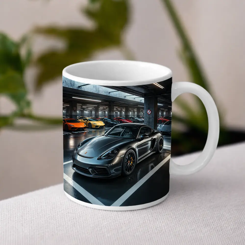Porsche Cayman GT4 Dark Underground Parking Garage – Mugs