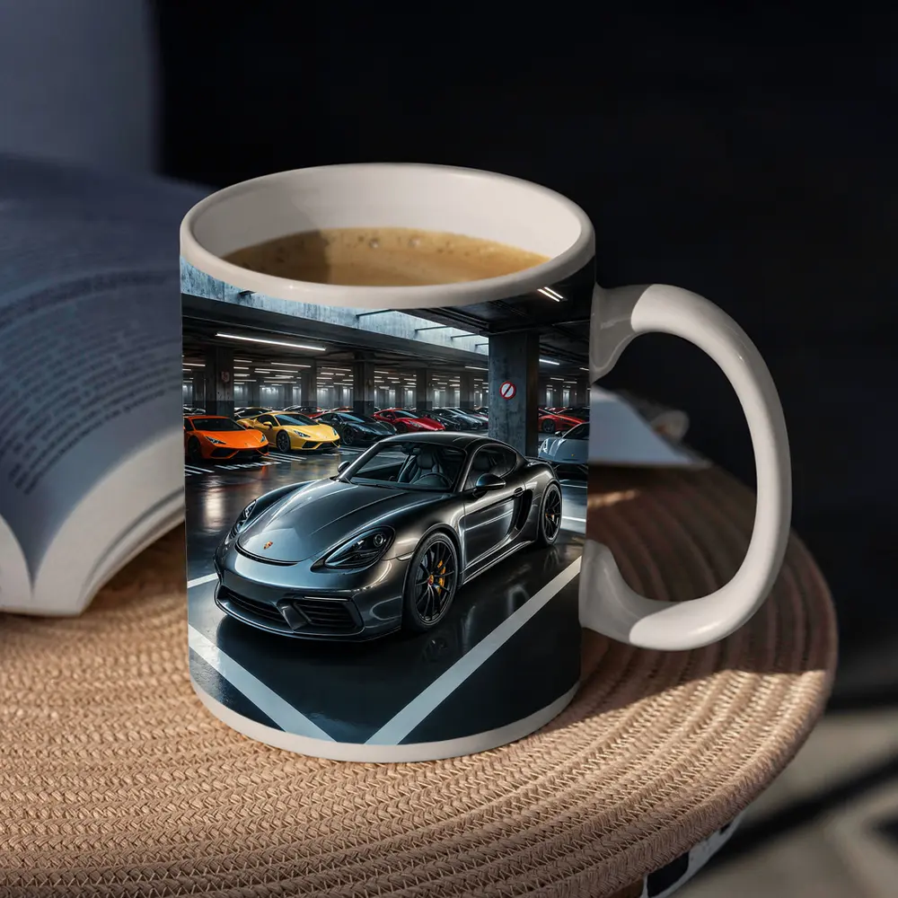 Porsche Cayman GT4 Dark Underground Parking Garage – Mugs