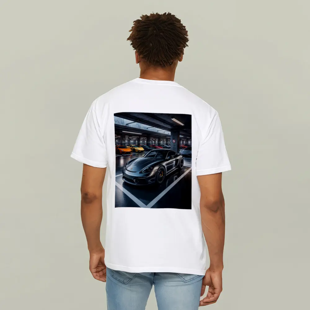 Porsche Cayman GT4 Dark Underground Parking Garage – T-Shirts