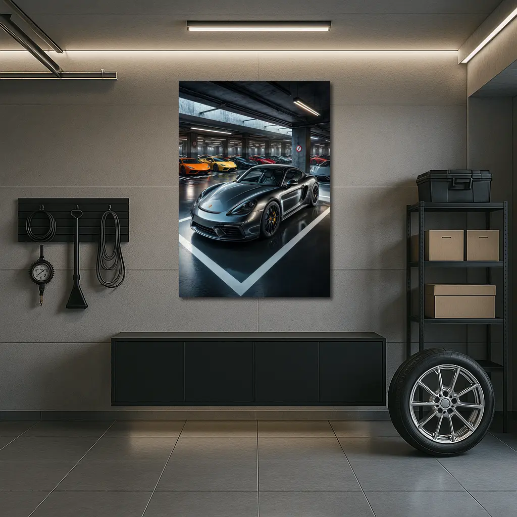 Porsche Cayman GT4 Dark Underground Parking Garage – Wall Art