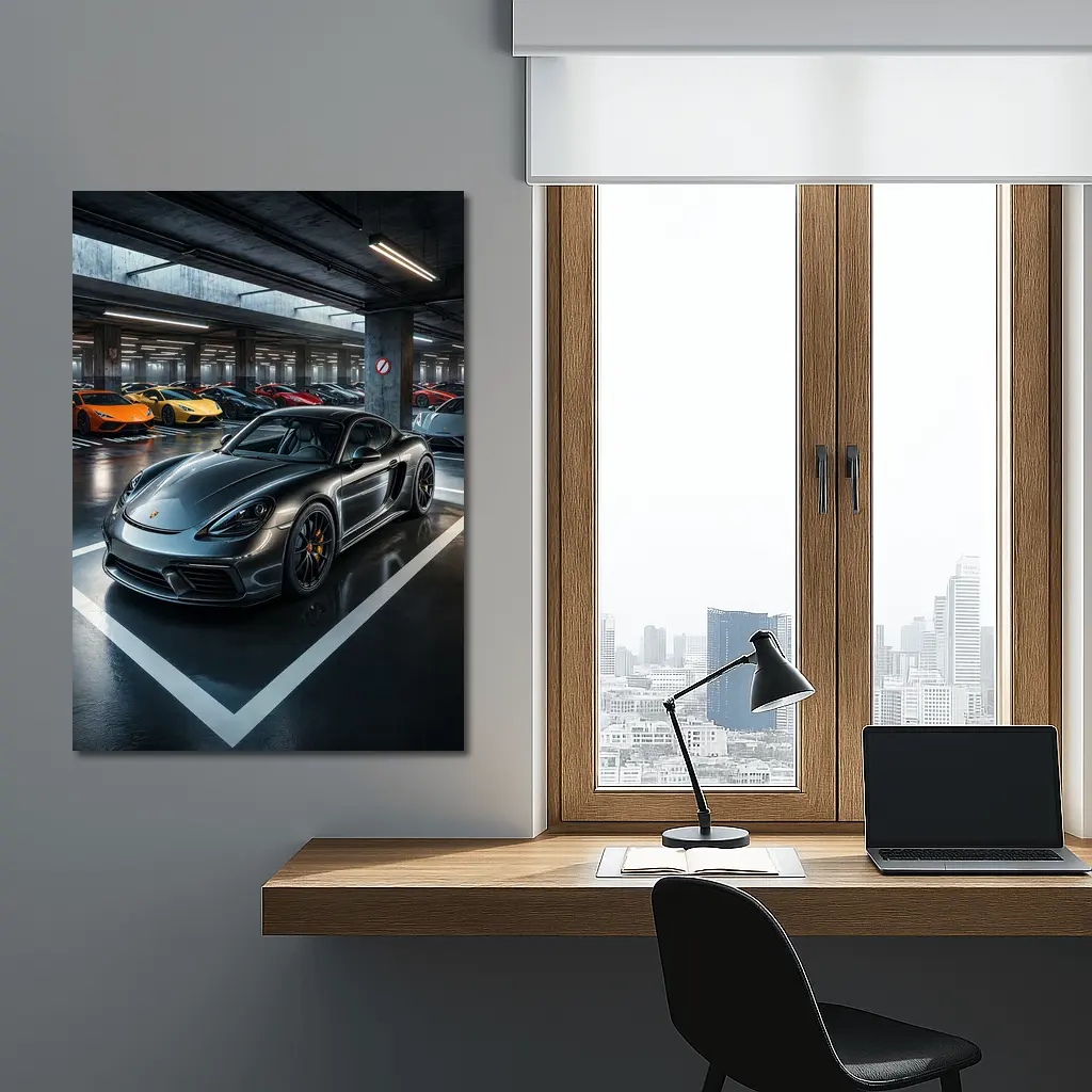 Porsche Cayman GT4 Dark Underground Parking Garage – Wall Art