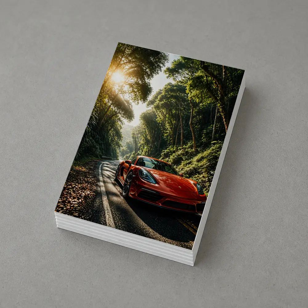 Porsche 718 Cayman Red Forest Road – Postcards