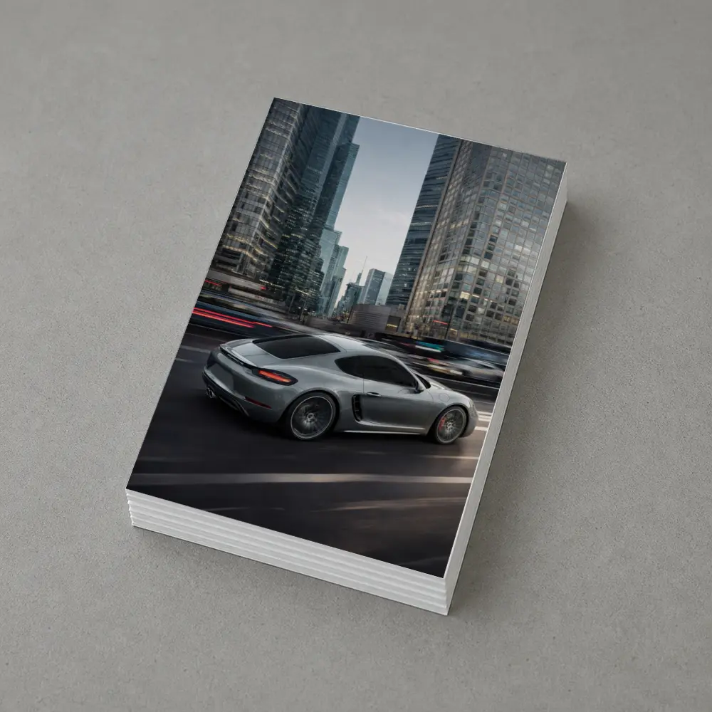 Porsche Cayman S Racing Through City Streets – Postcards