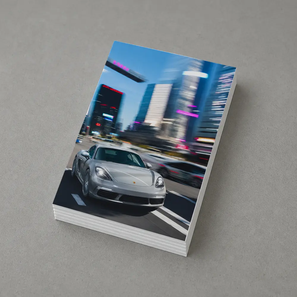Porsche 718 Cayman Racing Through City Streets – Postcards