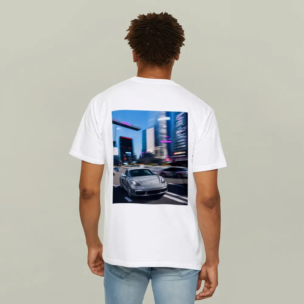 Porsche 718 Cayman Racing Through City Streets – T-Shirts