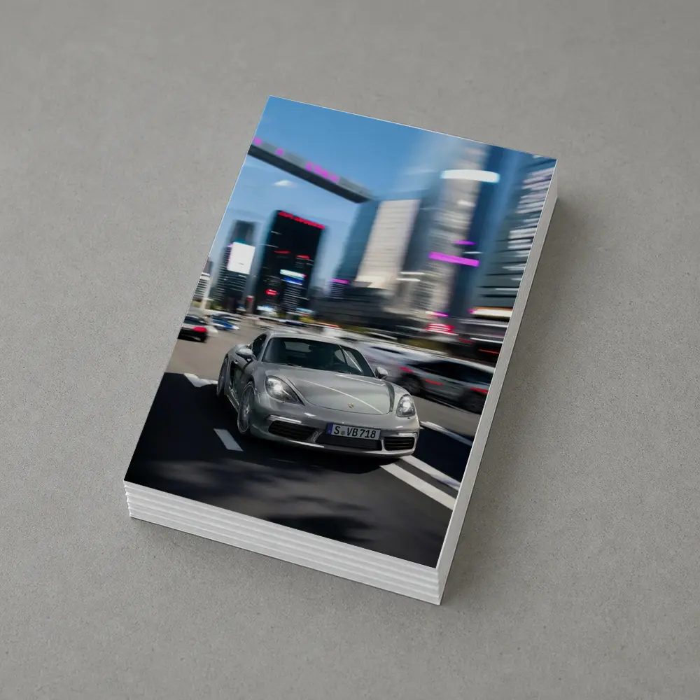 Porsche 718 Cayman Racing Through City Streets – Postcards