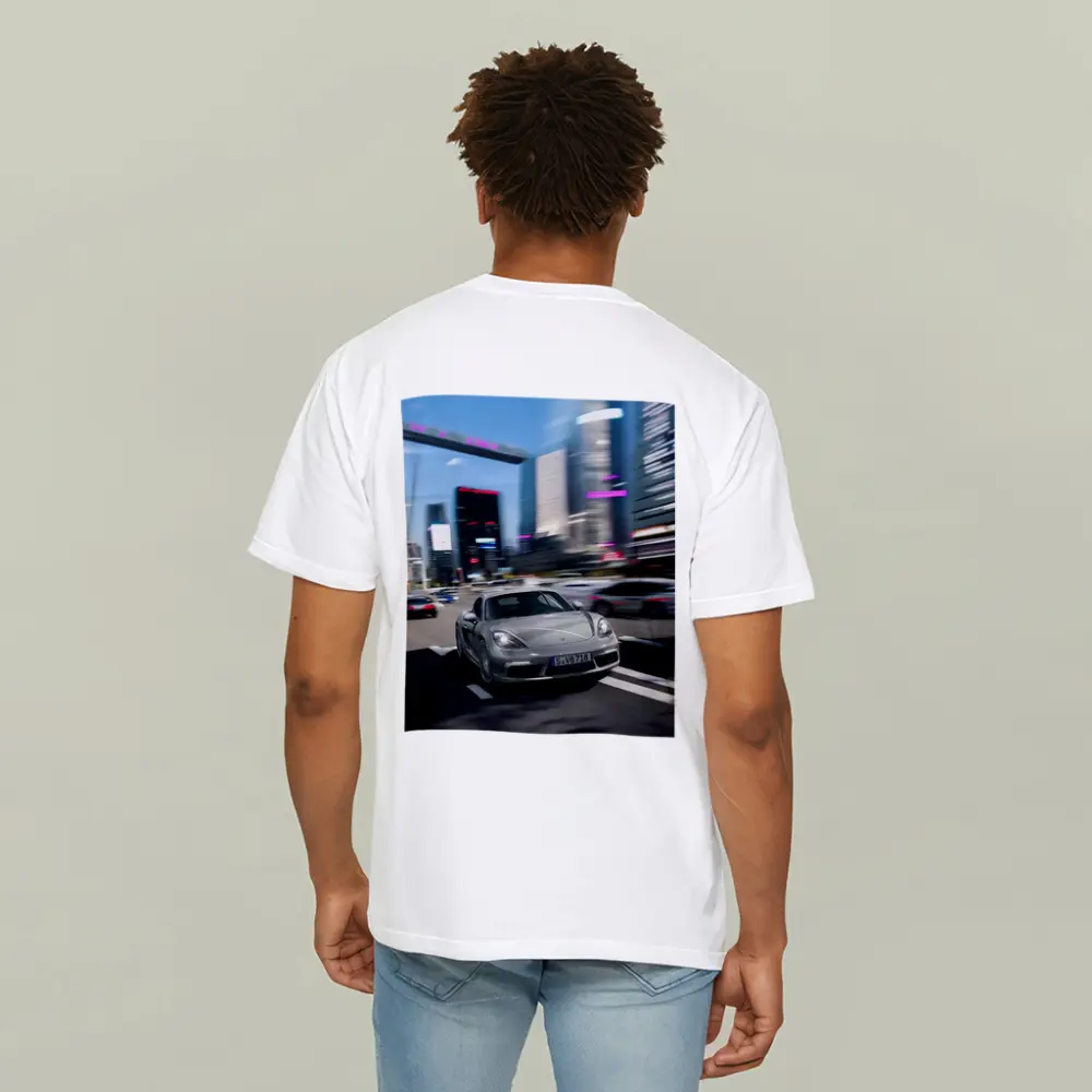 Porsche 718 Cayman Racing Through City Streets – T-Shirts