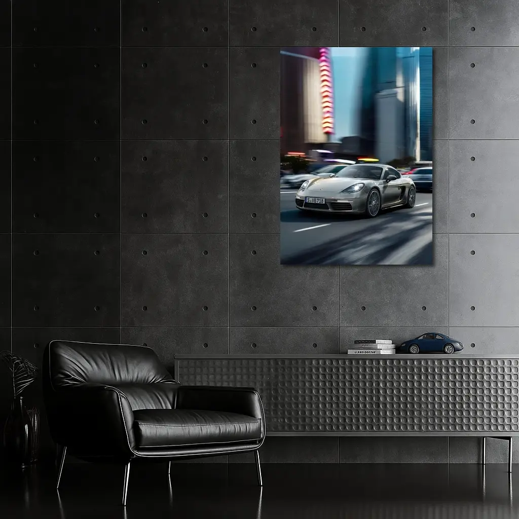 Porsche 718 Cayman S City Night Drive – Wall Art