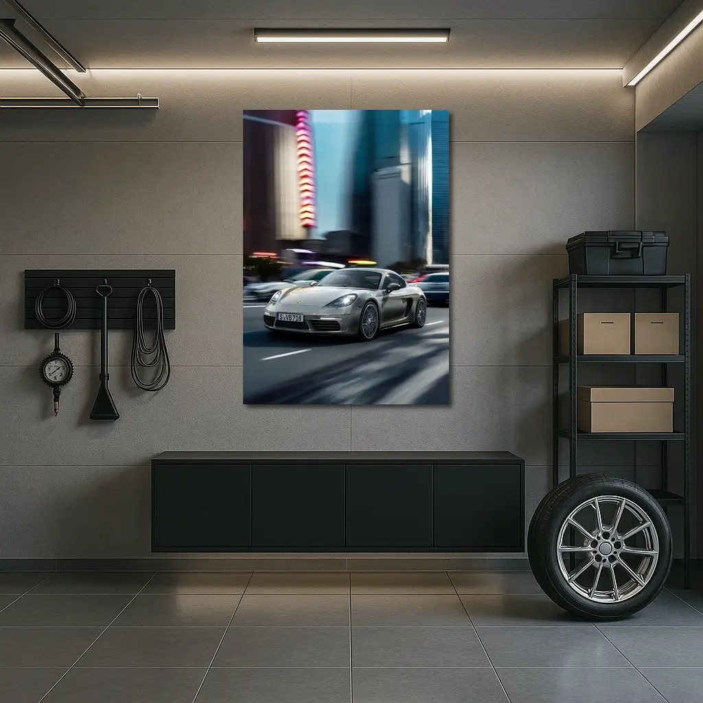 Porsche 718 Cayman S City Night Drive – Wall Art
