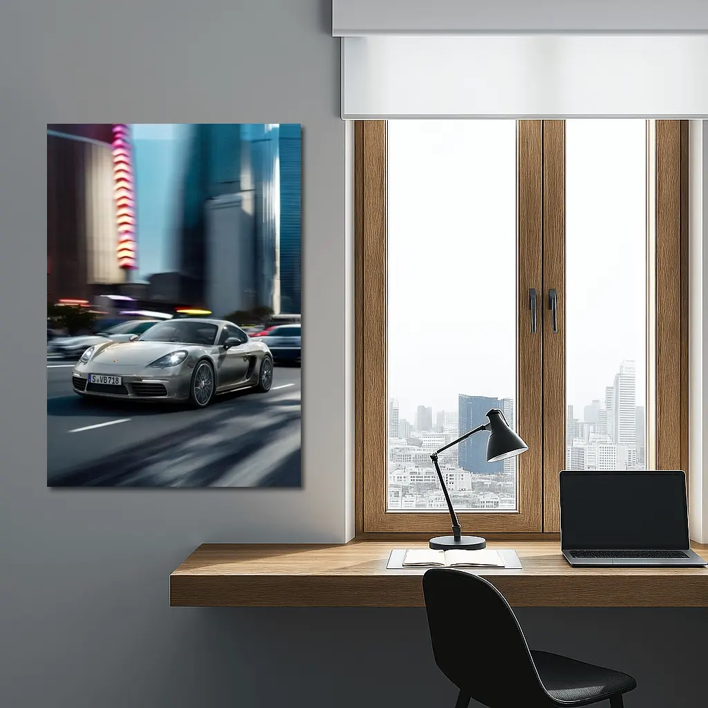 Porsche 718 Cayman S City Night Drive – Wall Art