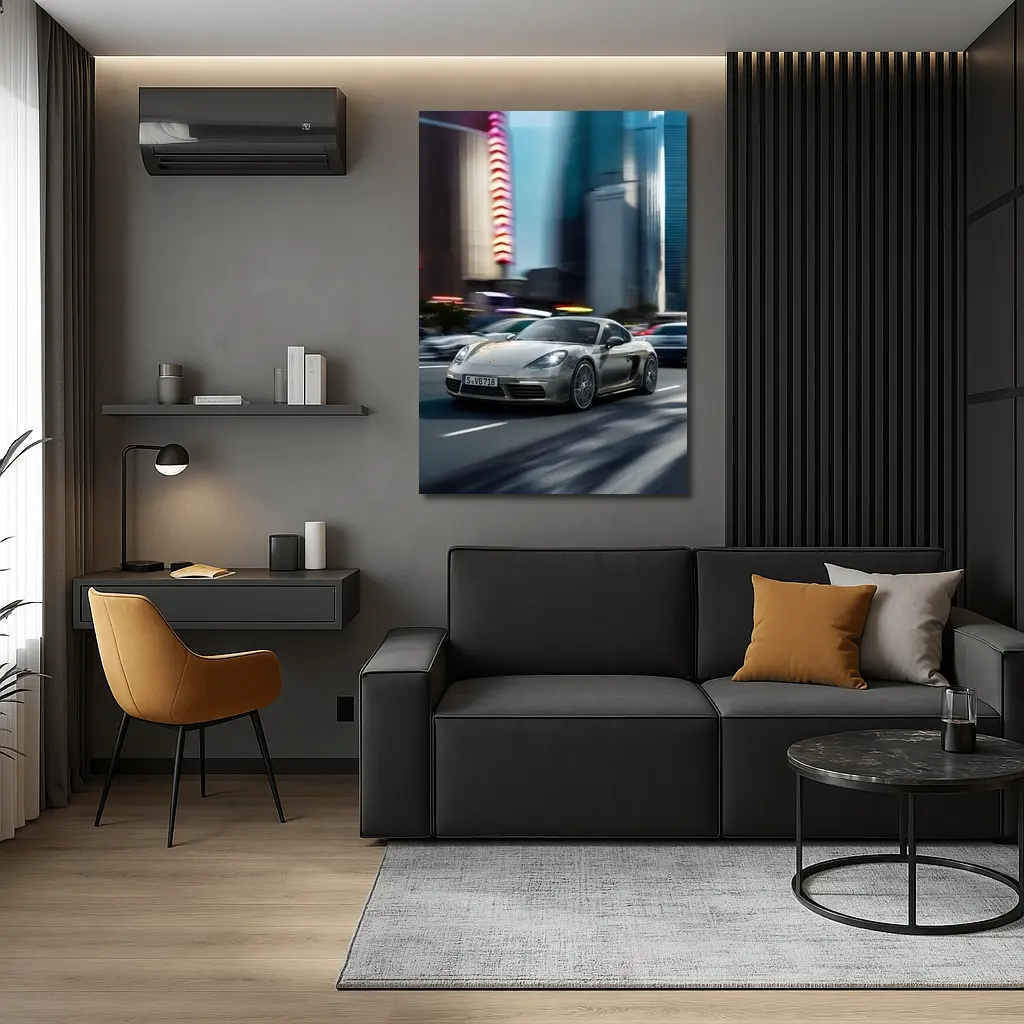 Porsche 718 Cayman S City Night Drive – Wall Art