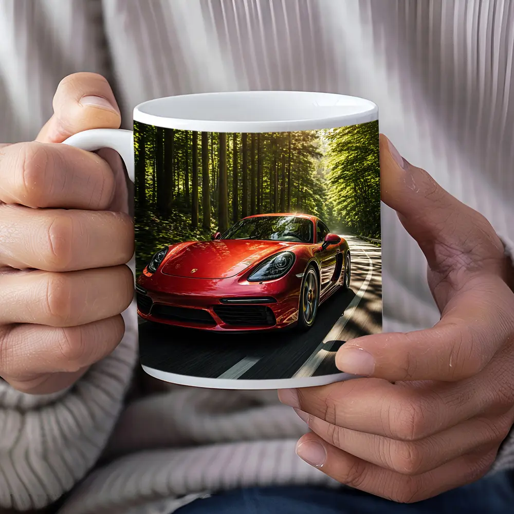 Porsche Cayman Red Forest Road Drive – Mugs