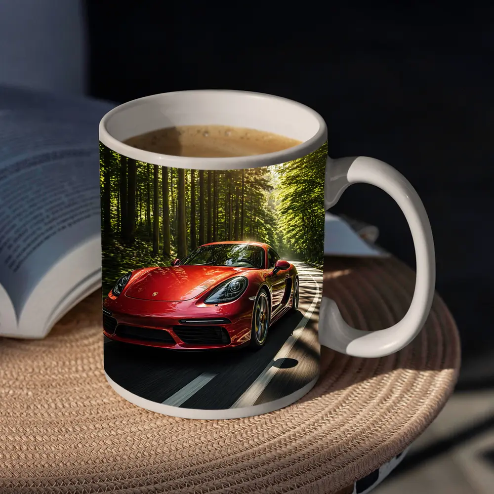 Porsche Cayman Red Forest Road Drive – Mugs