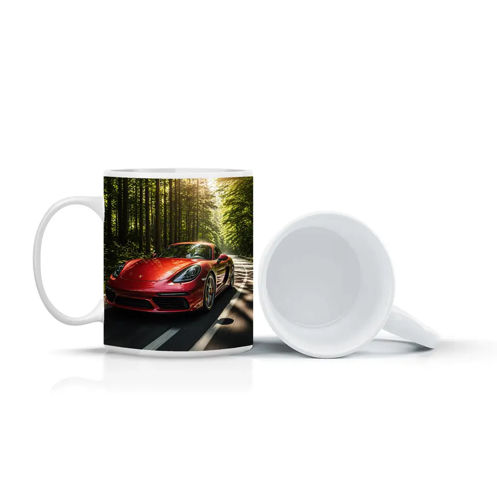 Porsche Cayman Red Forest Road Drive – Mugs