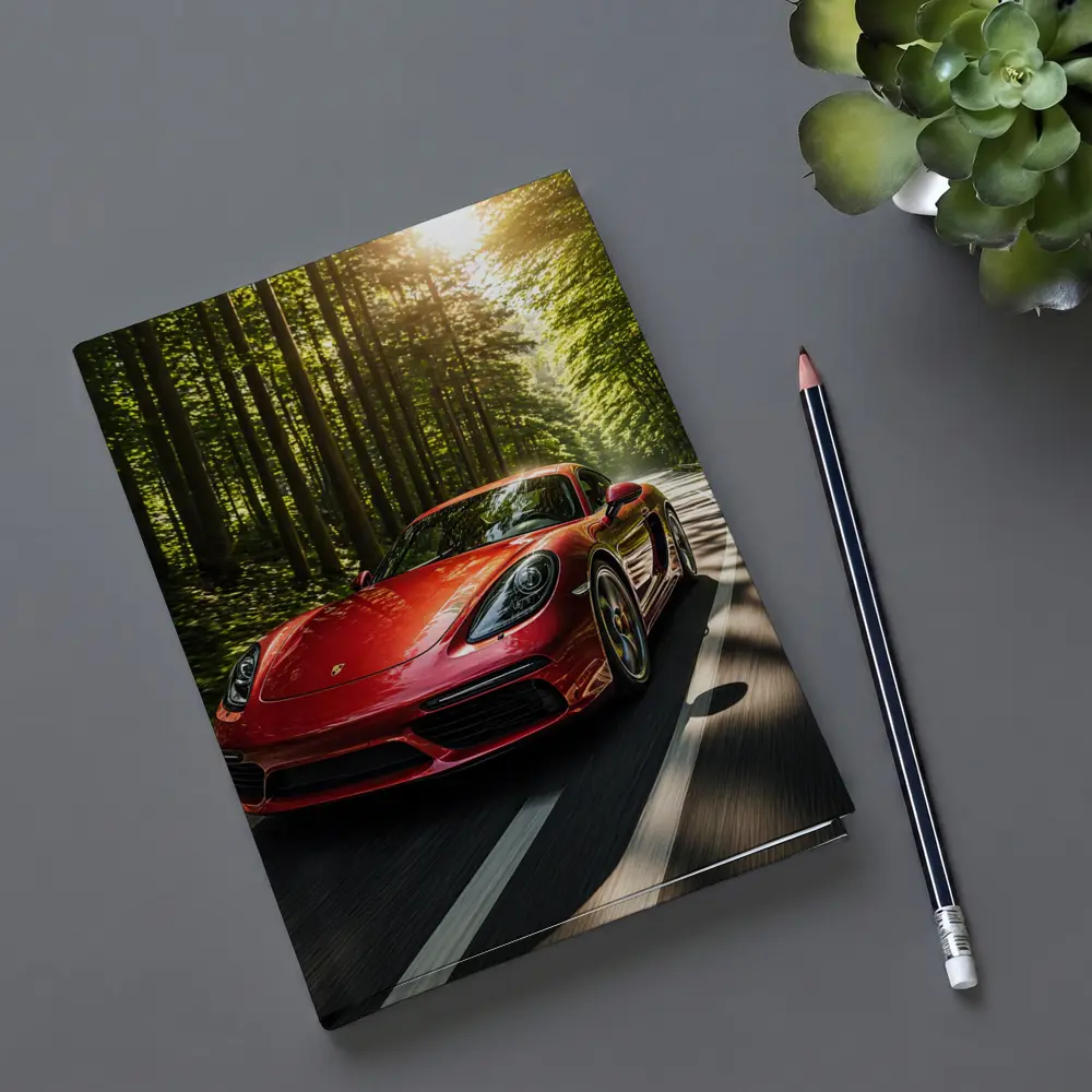 Porsche Cayman Red Forest Road Drive – Notebooks