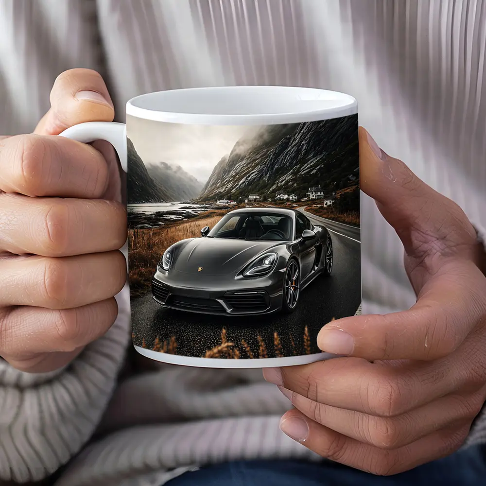 Porsche Cayman Gray Mountain Road Drive – Mugs