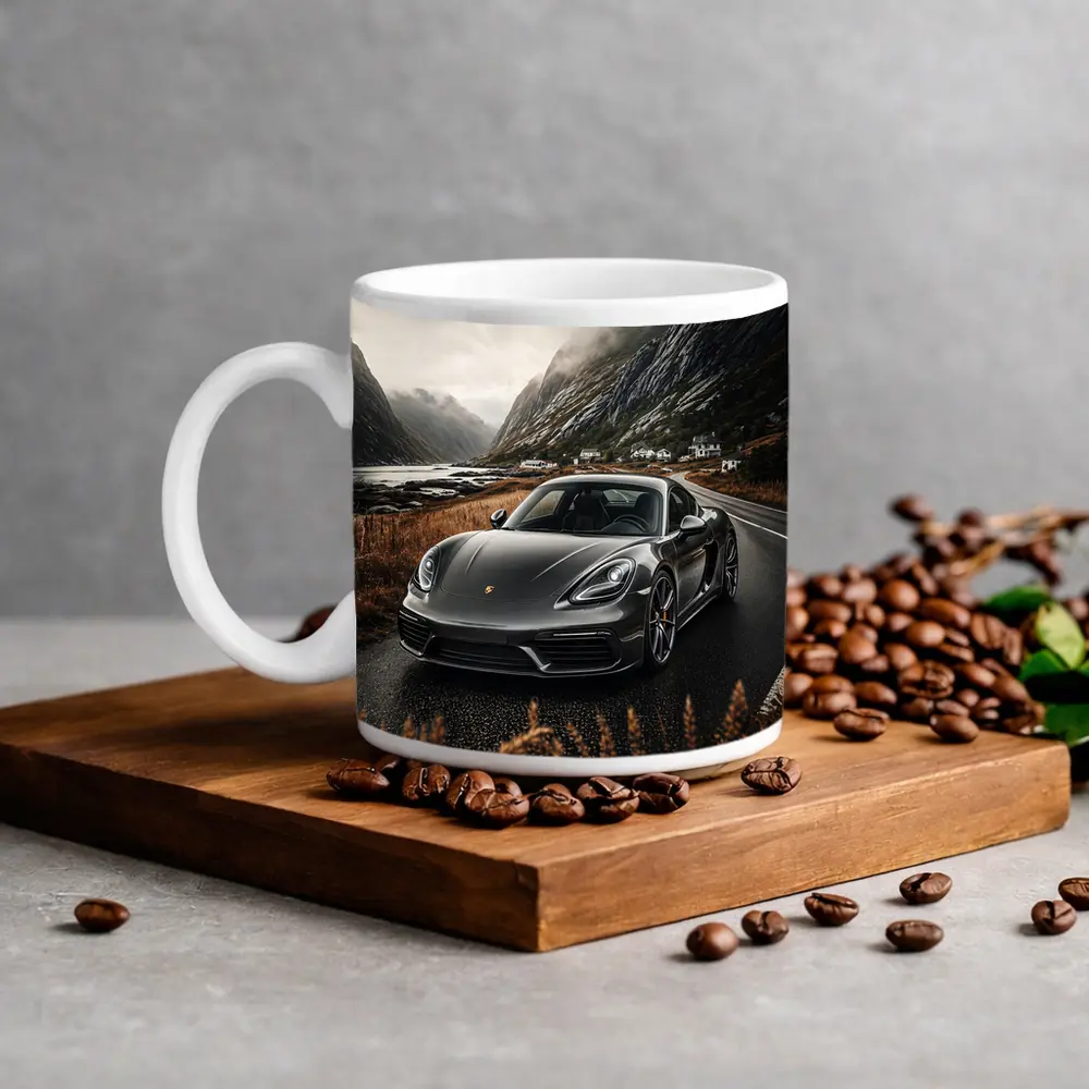 Porsche Cayman Gray Mountain Road Drive – Mugs