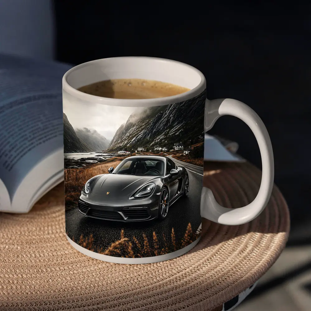 Porsche Cayman Gray Mountain Road Drive – Mugs