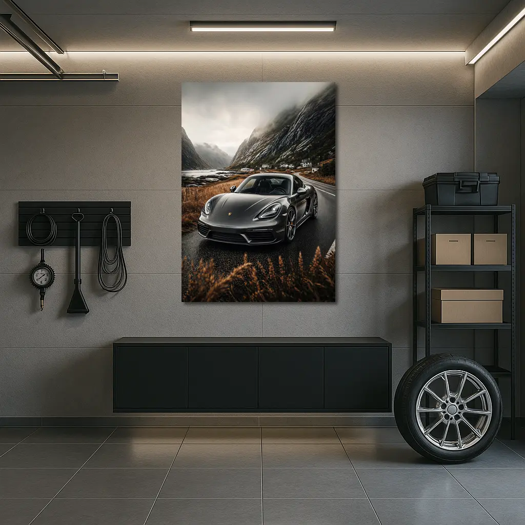 Porsche Cayman Gray Mountain Road Drive – Wall Art