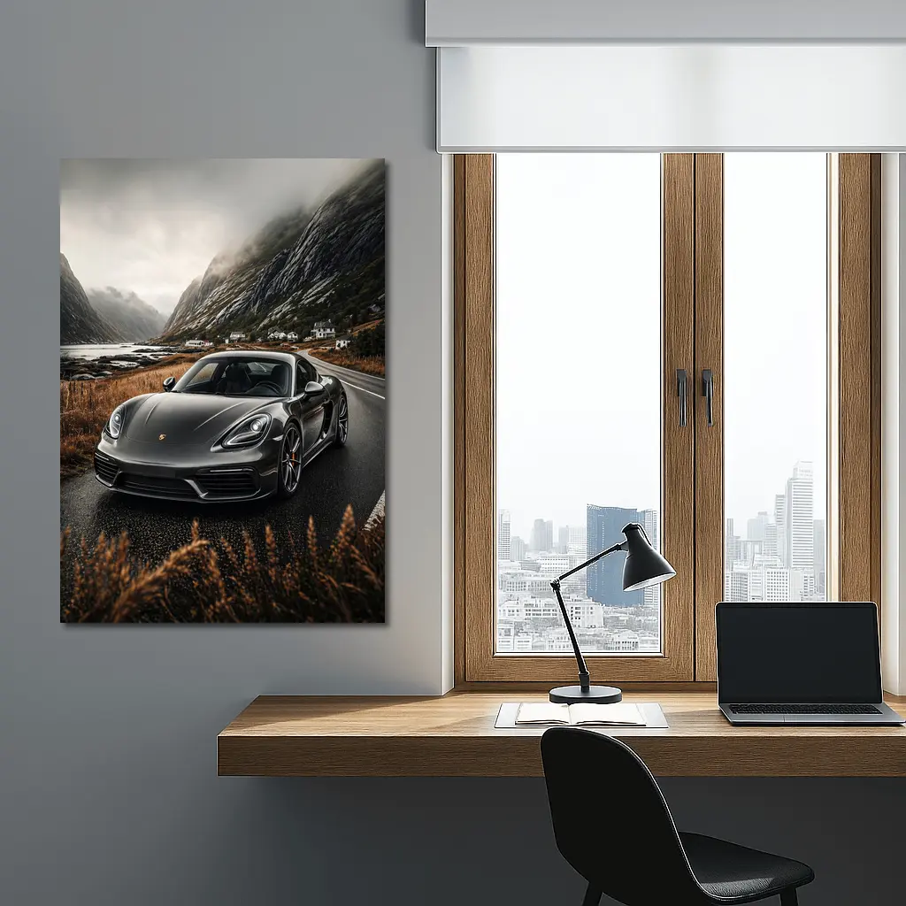 Porsche Cayman Gray Mountain Road Drive – Wall Art