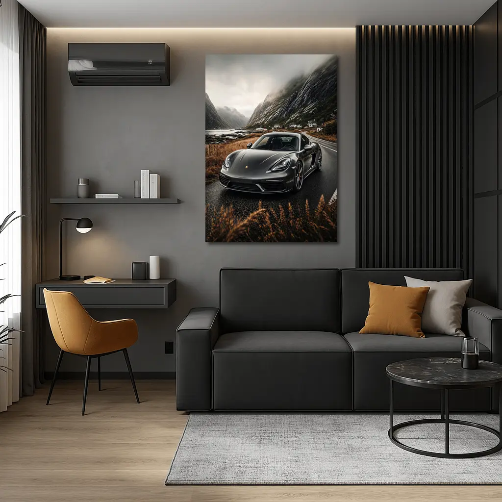 Porsche Cayman Gray Mountain Road Drive – Wall Art