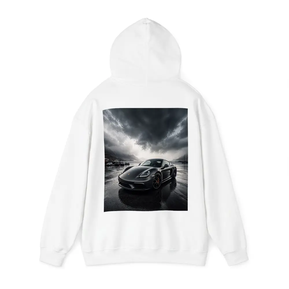 Porsche 718 Cayman Stormy Harbor Scene – Hoodies