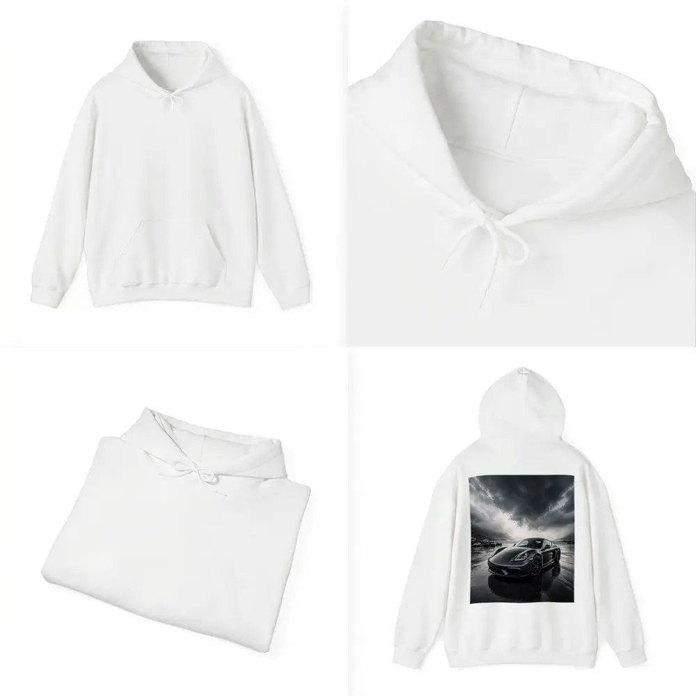Porsche 718 Cayman Stormy Harbor Scene – Hoodies