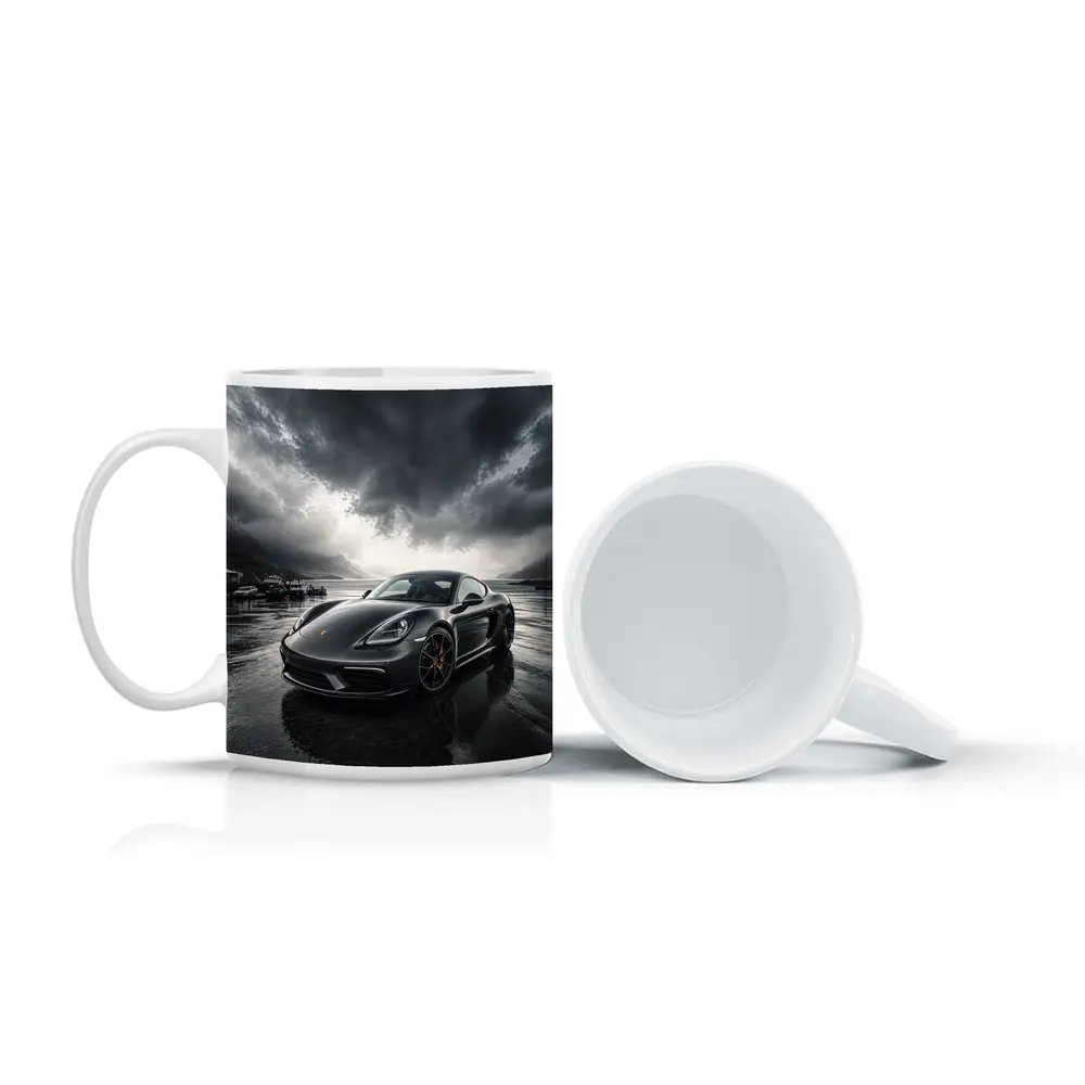Porsche 718 Cayman Stormy Harbor Scene – Mugs