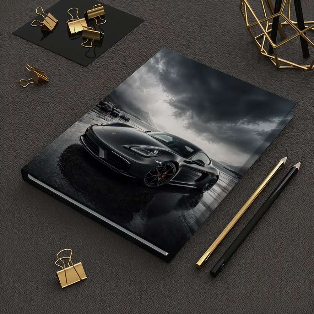 Porsche 718 Cayman Stormy Harbor Scene – Notebooks