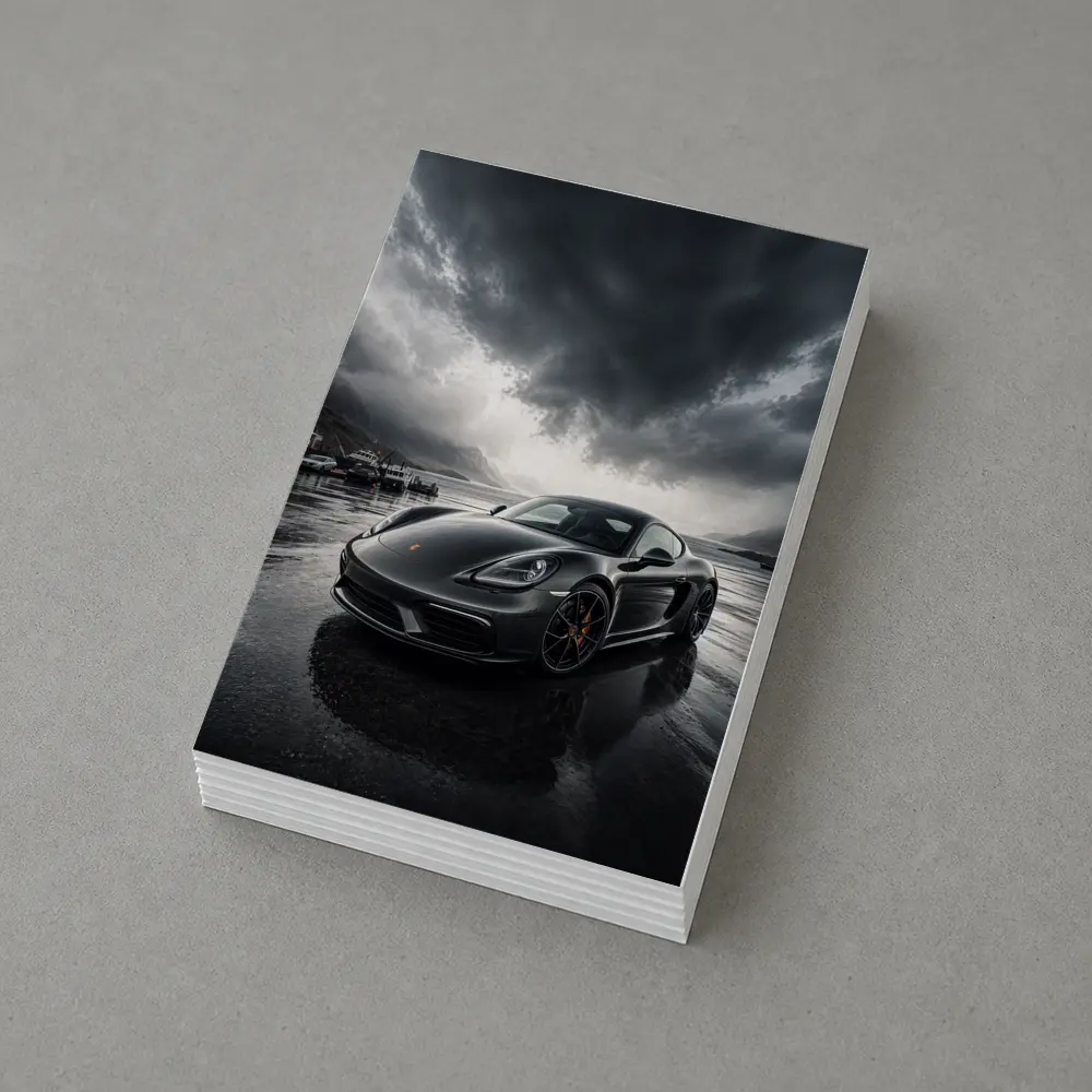 Porsche 718 Cayman Stormy Harbor Scene – Postcards