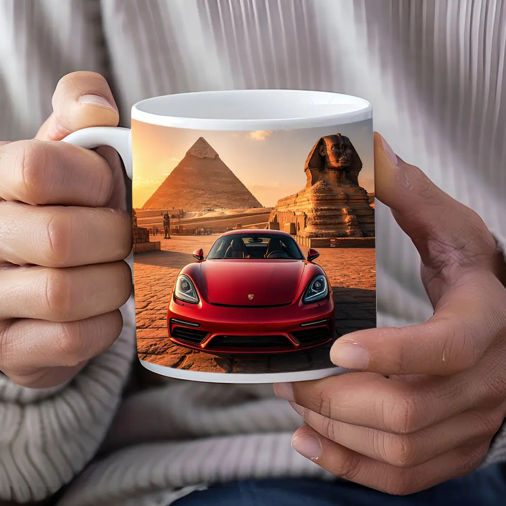 Porsche 718 Cayman Red Egypt Pyramids – Mugs