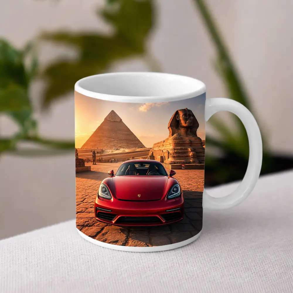 Porsche 718 Cayman Red Egypt Pyramids – Mugs
