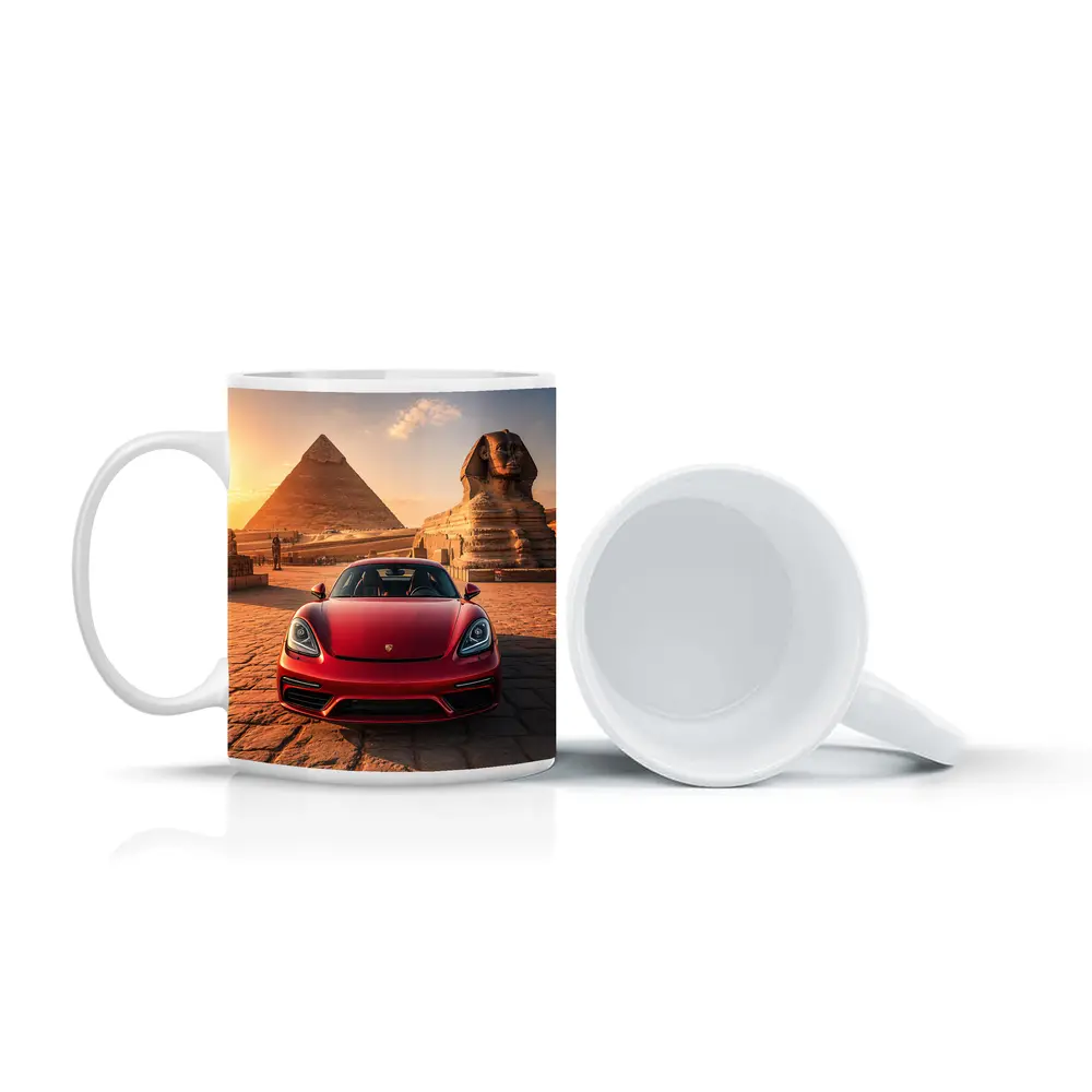 Porsche 718 Cayman Red Egypt Pyramids – Mugs