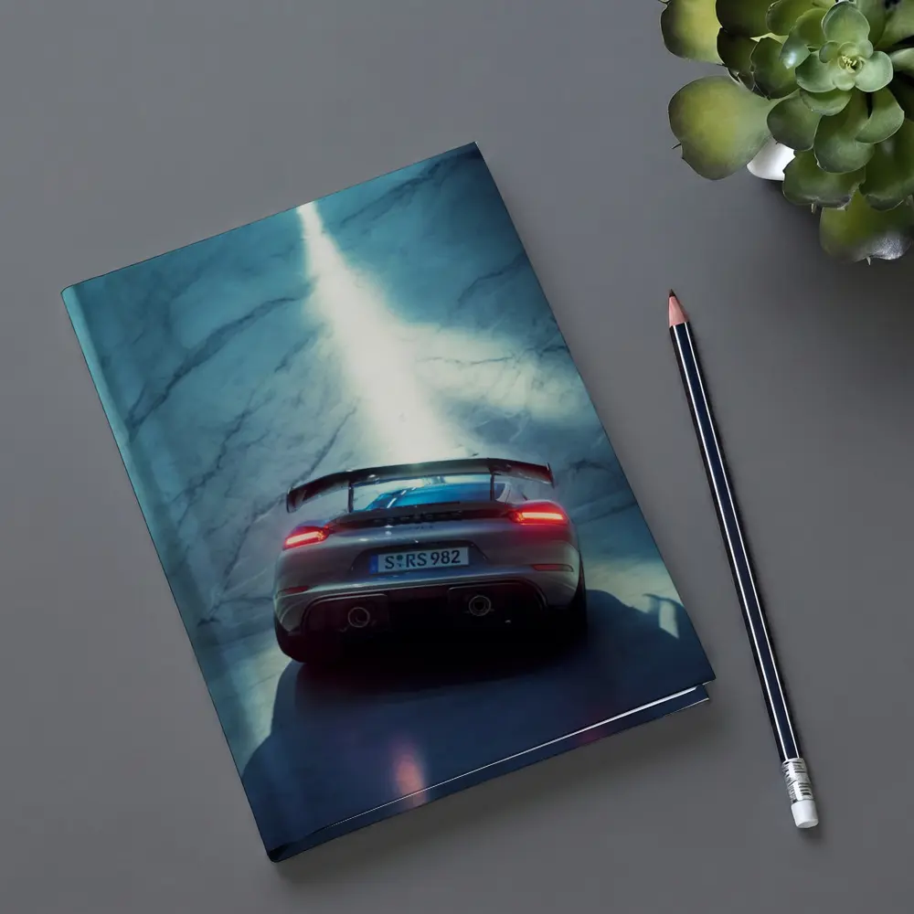 Porsche Cayman Rear View Marble Background – Notebooks