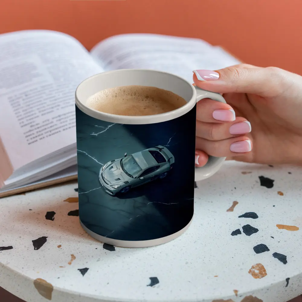 Porsche Cayman Storm Dark Marble Background – Mugs
