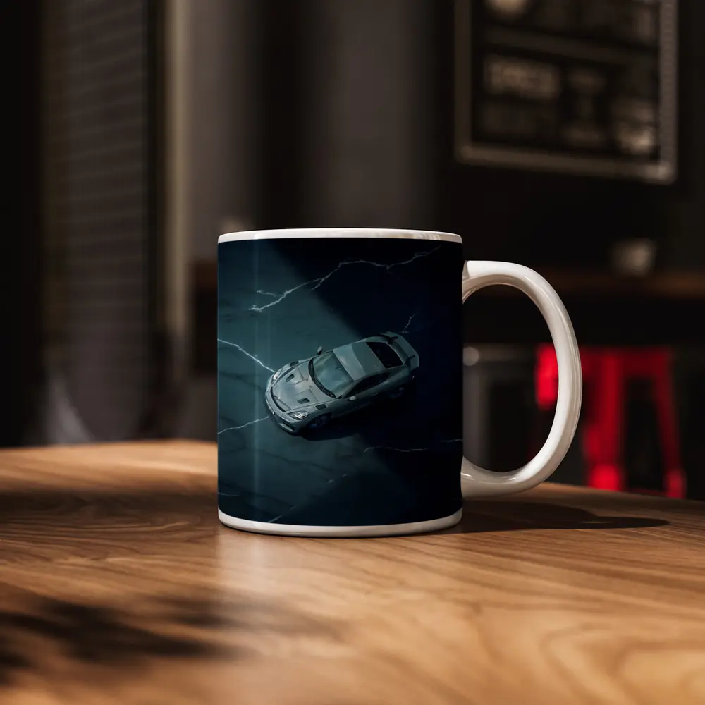 Porsche Cayman Storm Dark Marble Background – Mugs