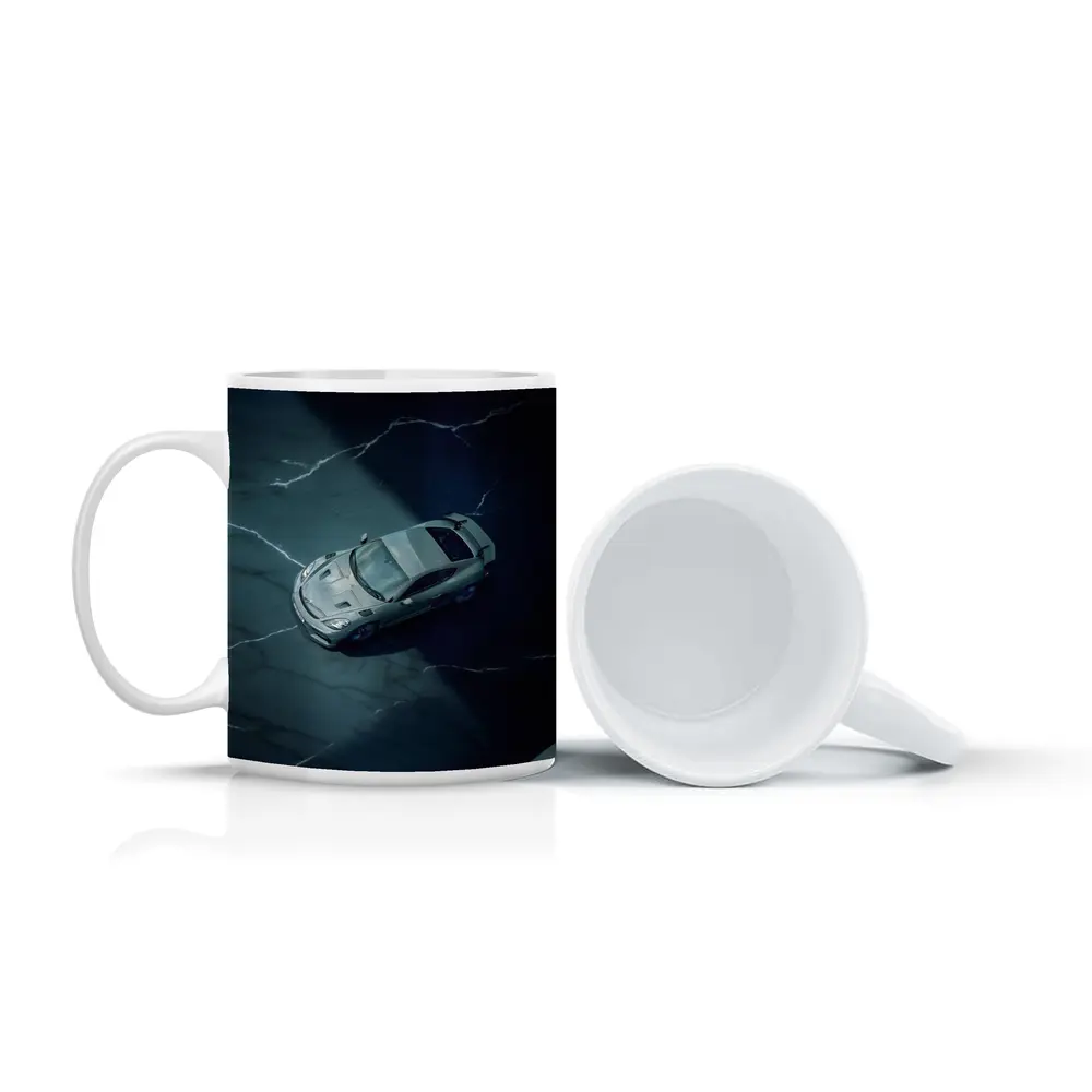 Porsche Cayman Storm Dark Marble Background – Mugs