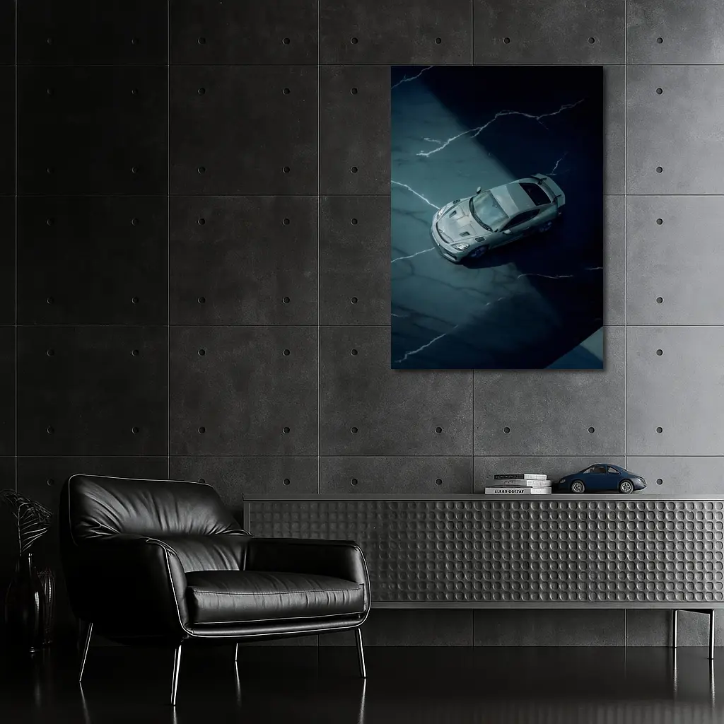 Porsche Cayman Storm Dark Marble Background – Wall Art