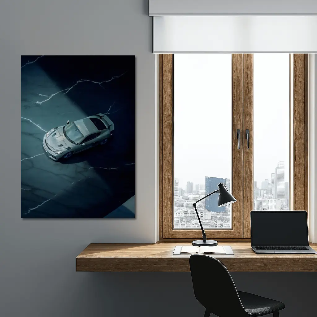 Porsche Cayman Storm Dark Marble Background – Wall Art