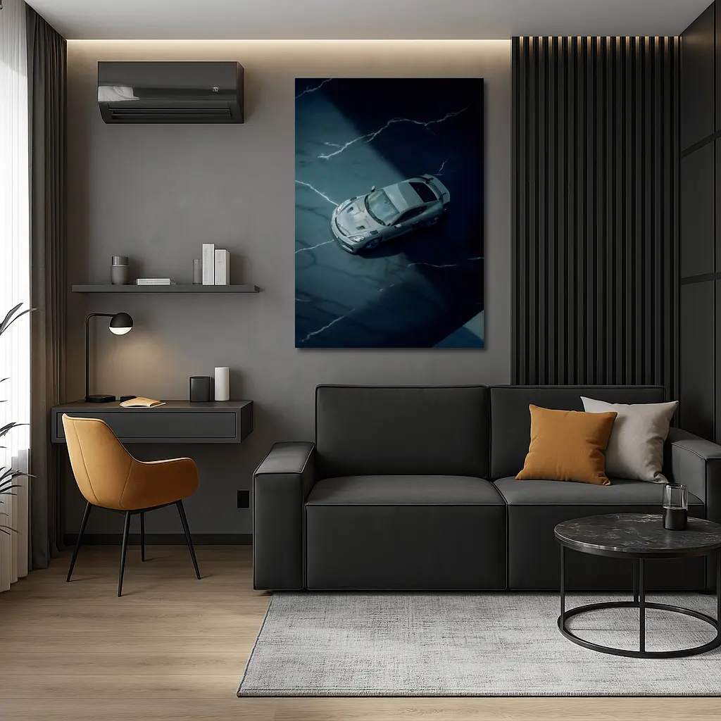 Porsche Cayman Storm Dark Marble Background – Wall Art