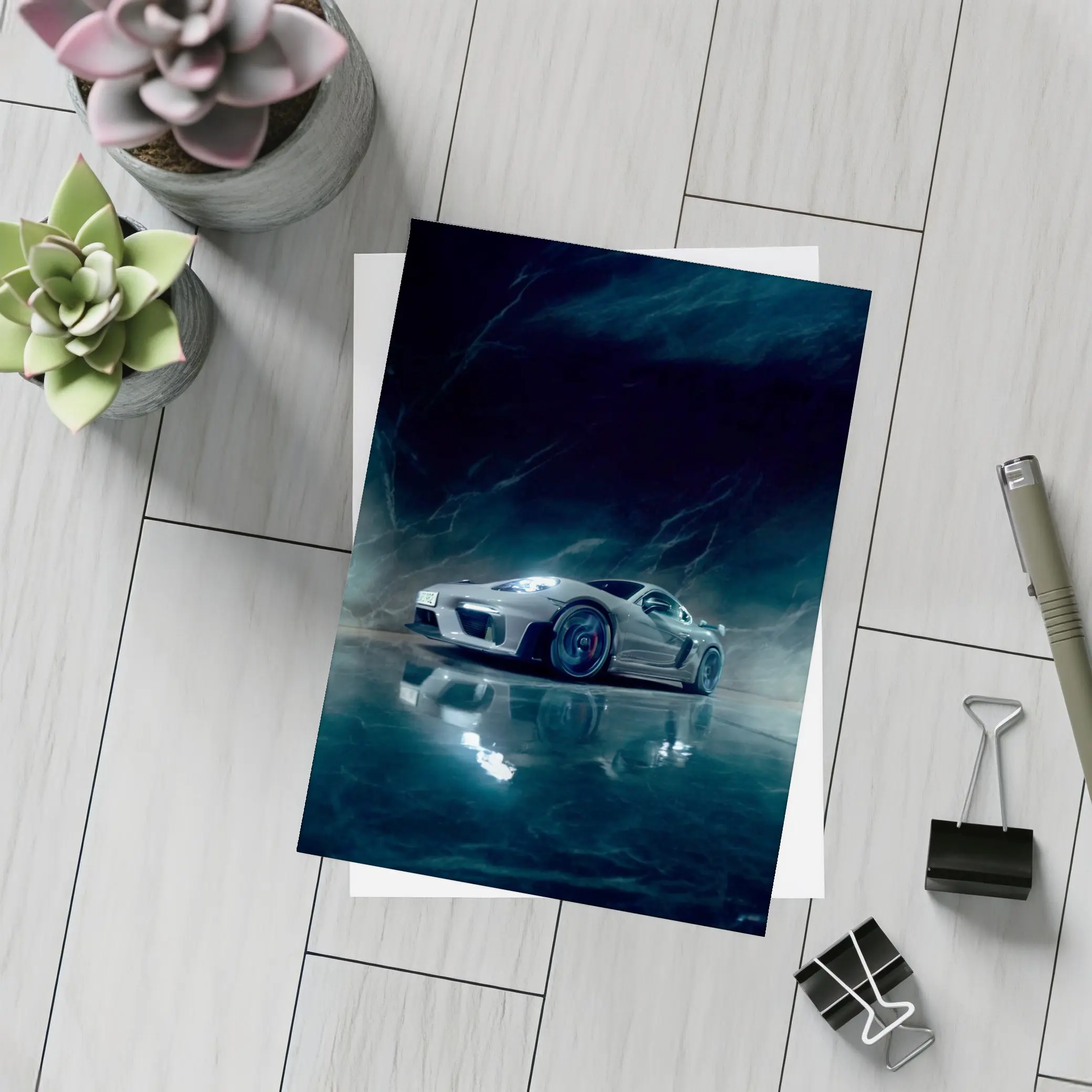 Porsche Cayman Dark Marble Cave Setting – Postcards