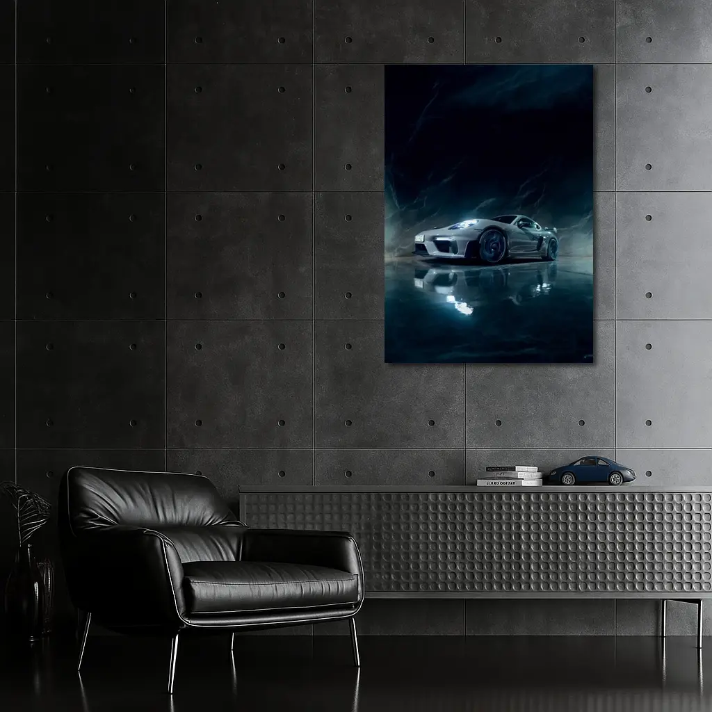 Porsche Cayman Dark Marble Cave Setting – Wall Art
