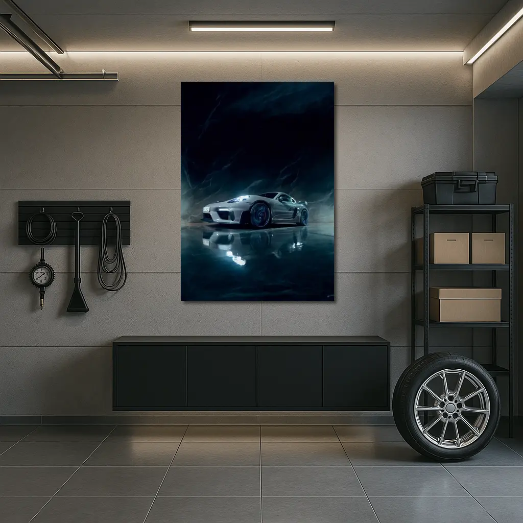 Porsche Cayman Dark Marble Cave Setting – Wall Art