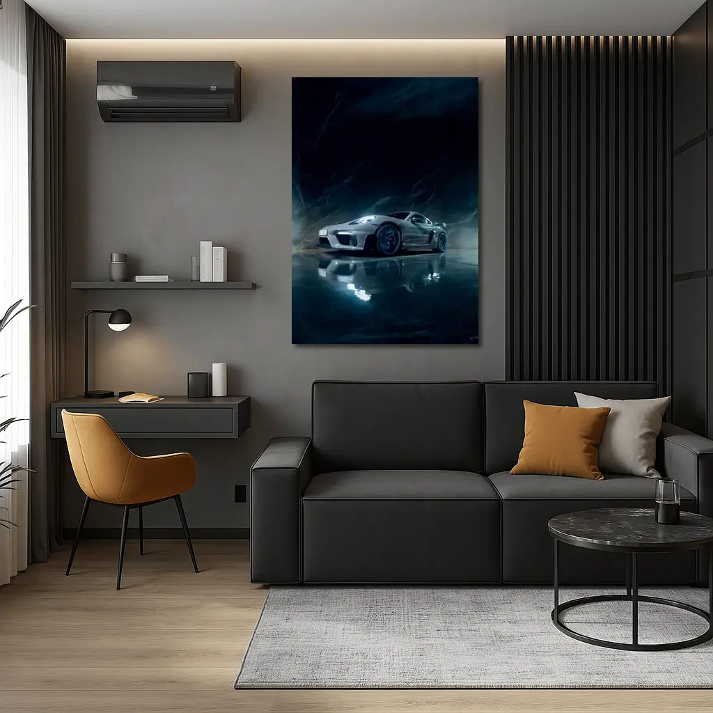 Porsche Cayman Dark Marble Cave Setting – Wall Art